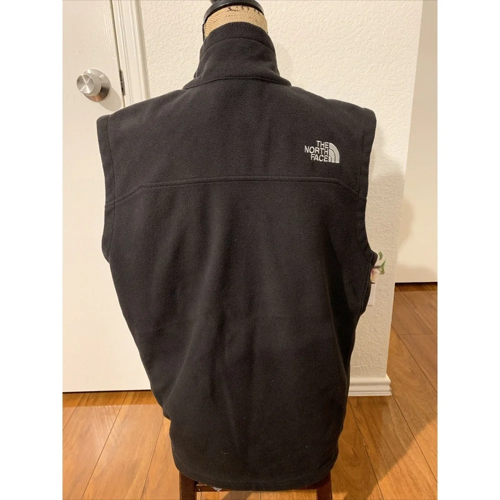 the north face large mens fleece sleeveless jacket black full zip guc